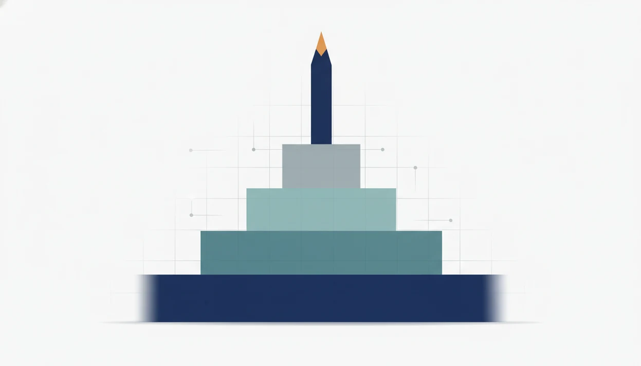 An abstract stacked evidence pyramid shows stronger research levels rising above weaker support.